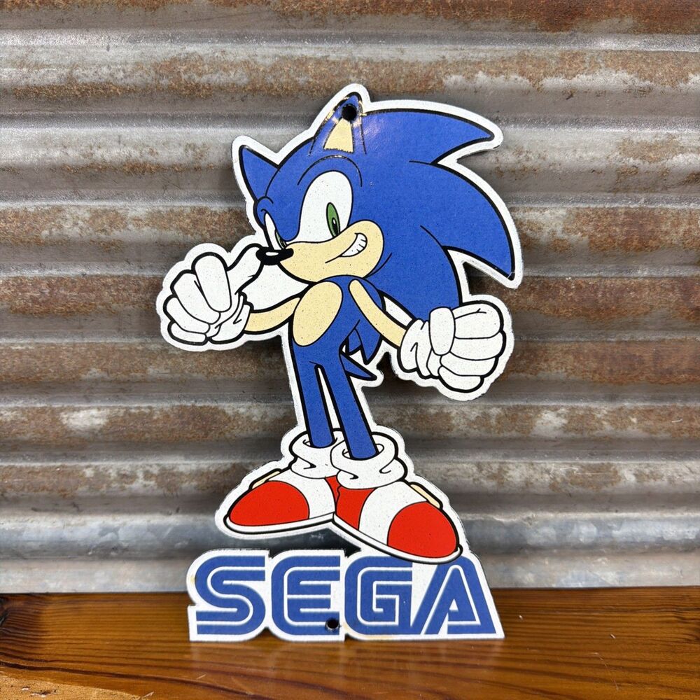Sonic The HedgeHog Sega Games Porcelain Enamel Sign 10" x 6.5"